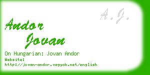 andor jovan business card